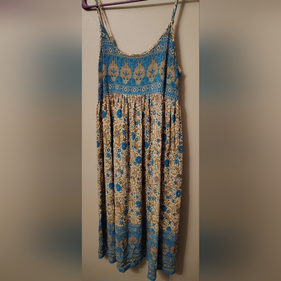 NATURAL LIFE Dresses & Skirts - NATURAL LIFE Floral Dress - Blue and Tan